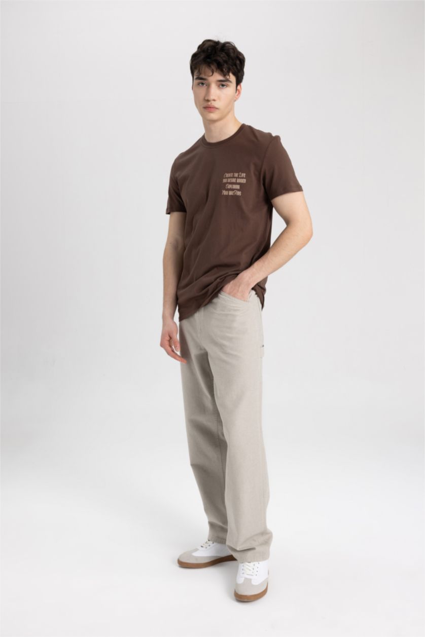 رجال بني تيشيرت نص ردن سليم فيت بياخة مستديرة