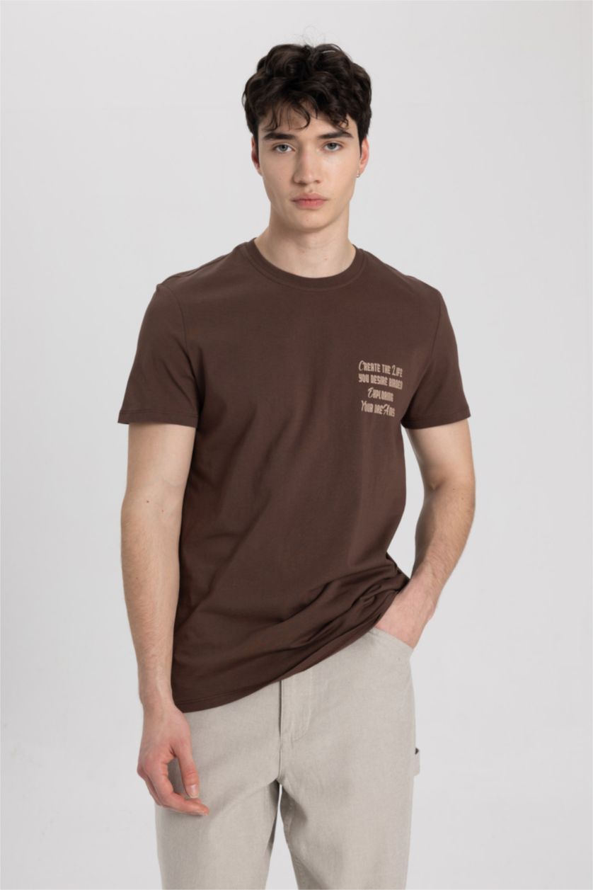 رجال بني تيشيرت نص ردن سليم فيت بياخة مستديرة