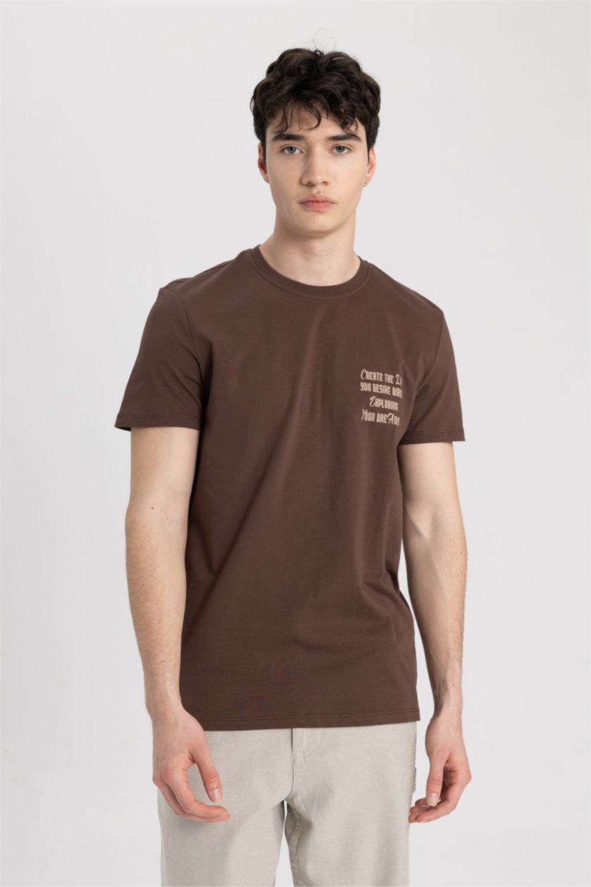 رجال بني تيشيرت نص ردن سليم فيت بياخة مستديرة