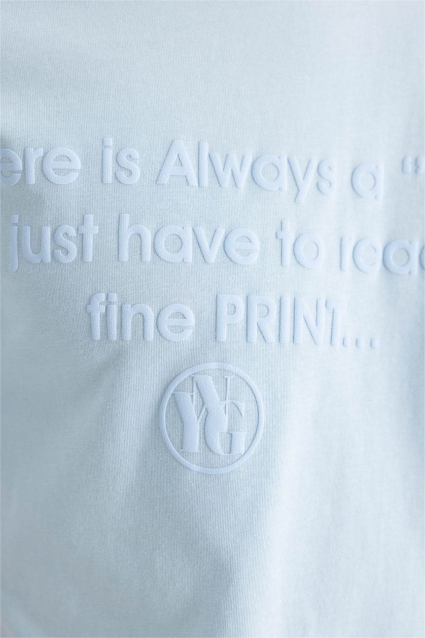 Man Blue Regular Fit Crew Neck Printed Short Sleeve T-Shirt