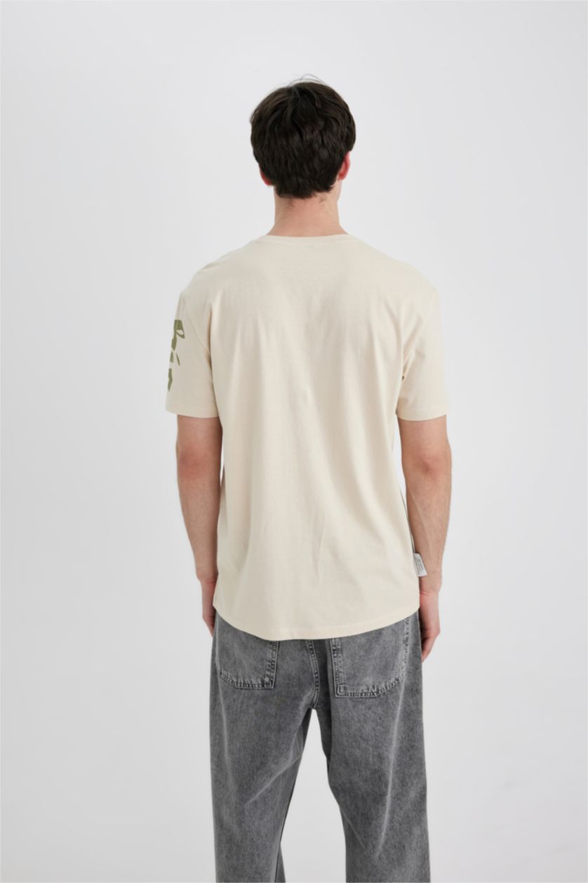 MAN Sand Regular Fit Crew Neck Printed T-Shirt