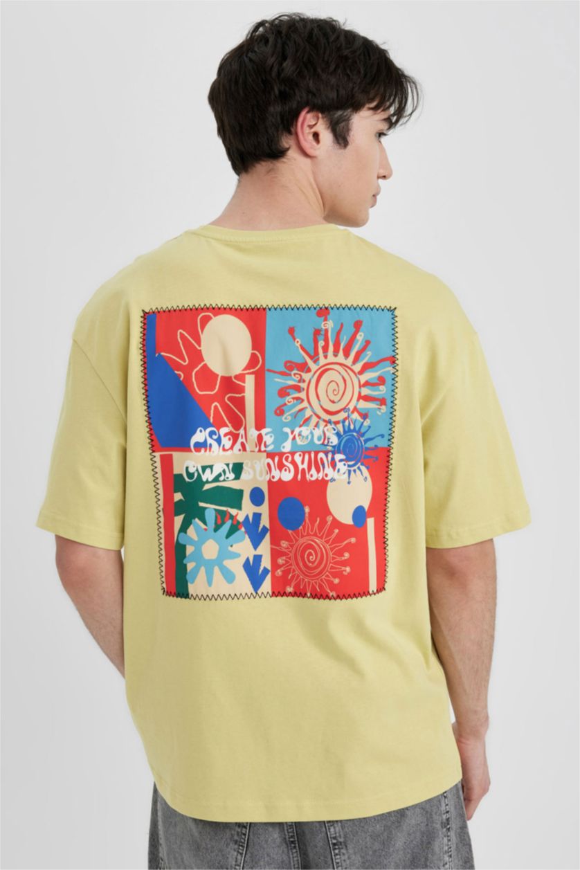 رجال Açık Zeytin Yeşili تيشيرت نص ردن قصة مريحة بياخة مستديرة