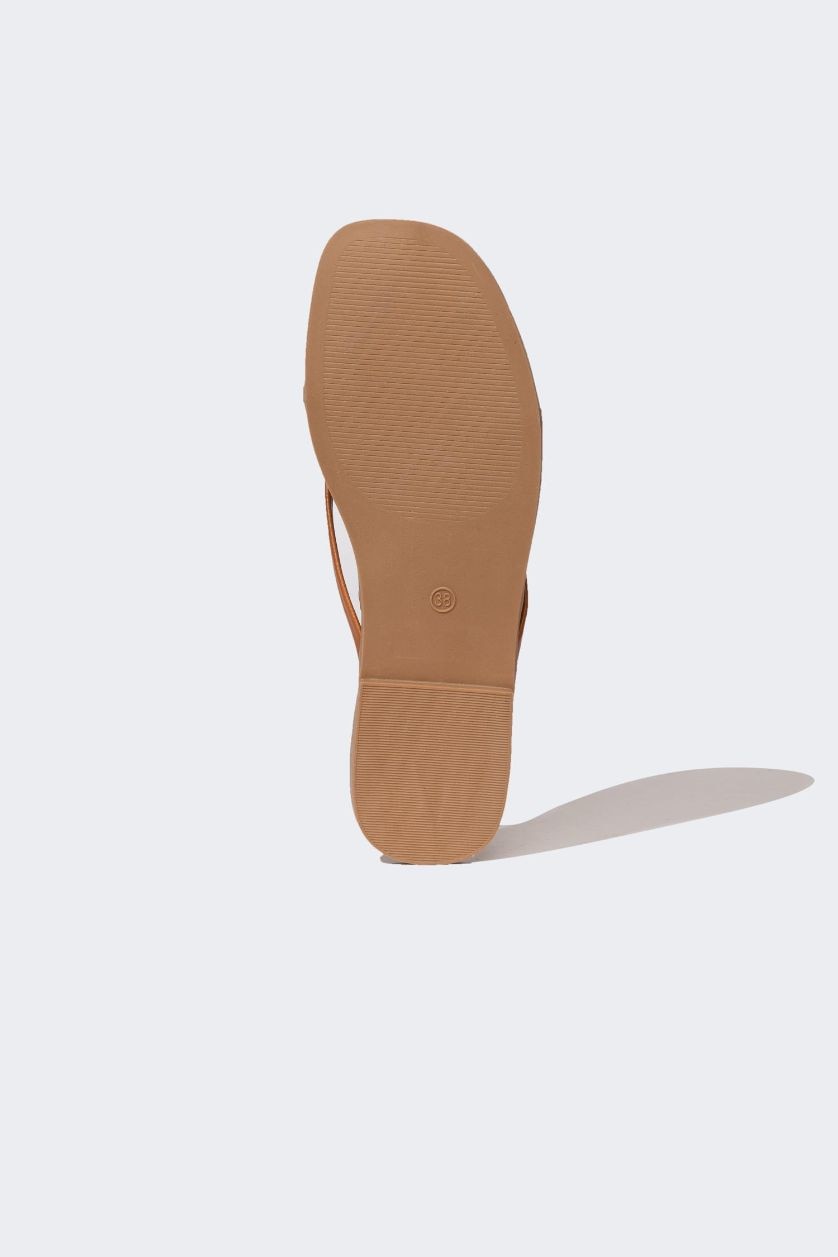 Woman Camel Woman Lace-up Flat Heel Sandals