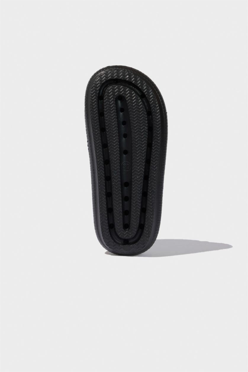 أولادي أسود شبشب اولادي بكعب سميك بشريط مزدوج أسود