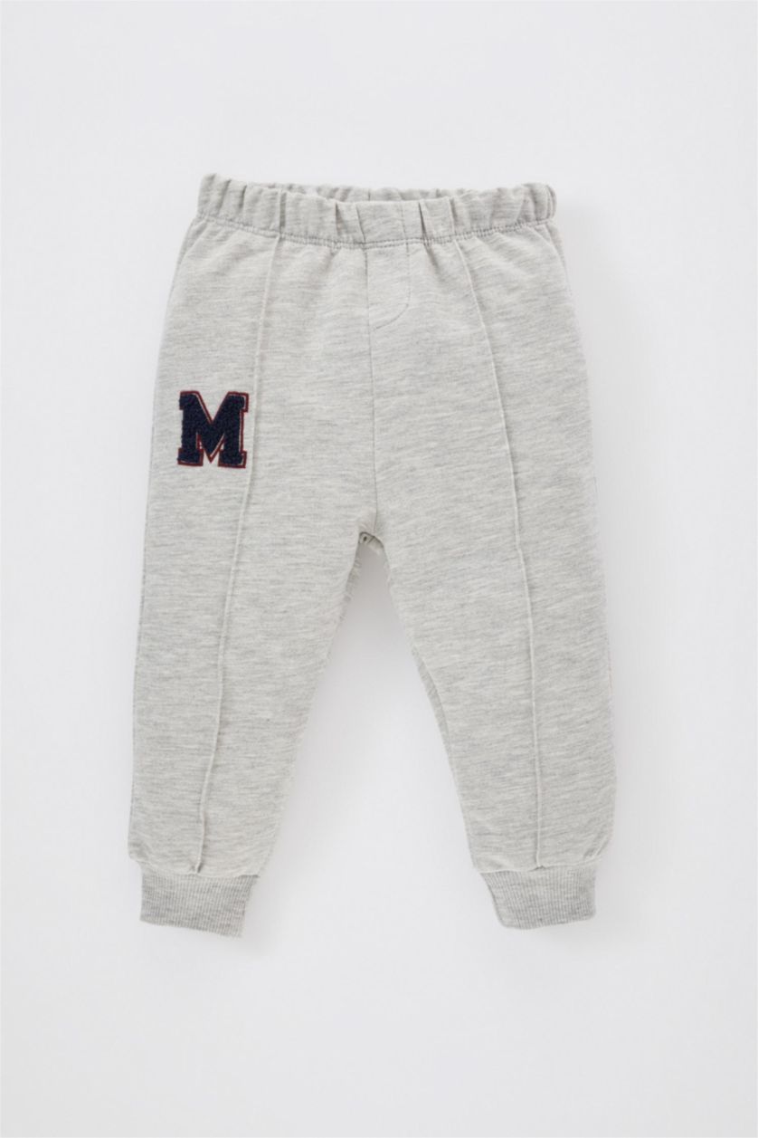 Erkek Bebek Açık Gri Melange Erkek Bebek Baskılı Eşofman Altı