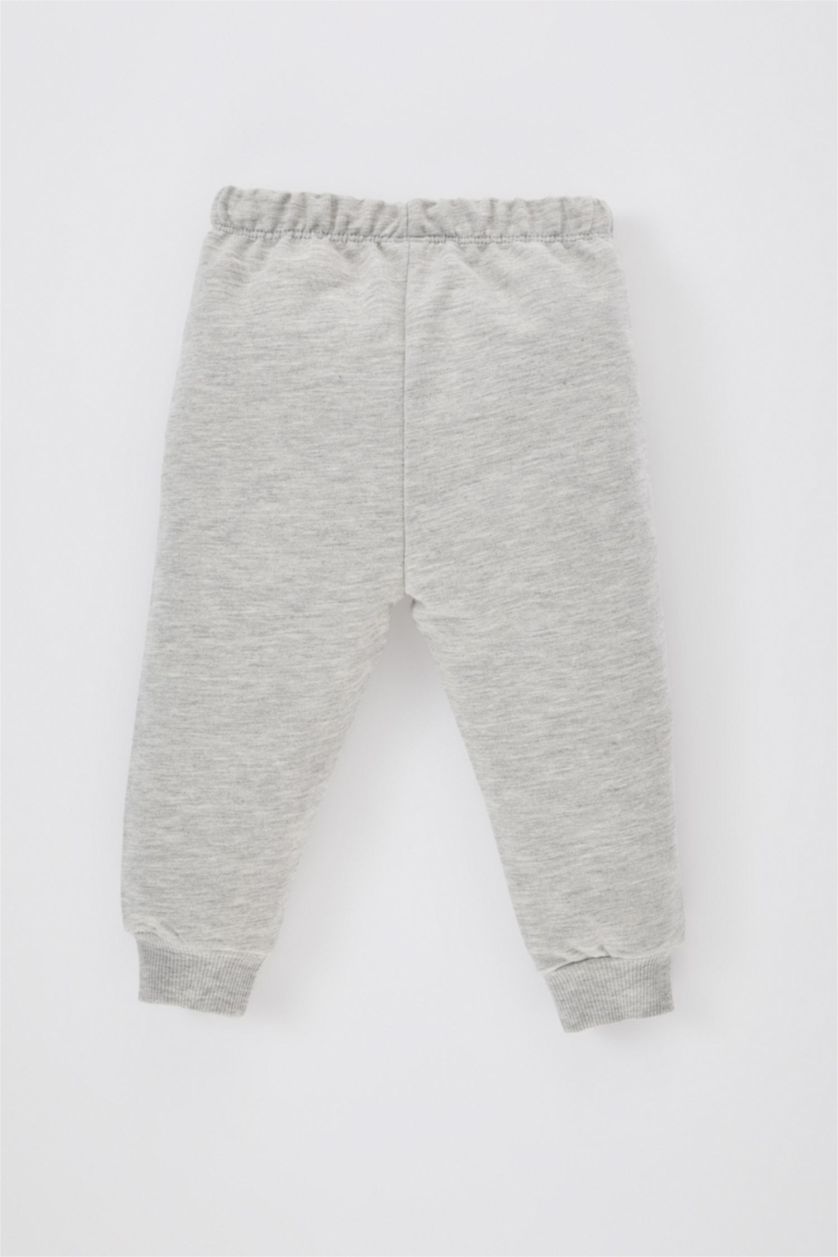 Erkek Bebek Açık Gri Melange Erkek Bebek Baskılı Eşofman Altı