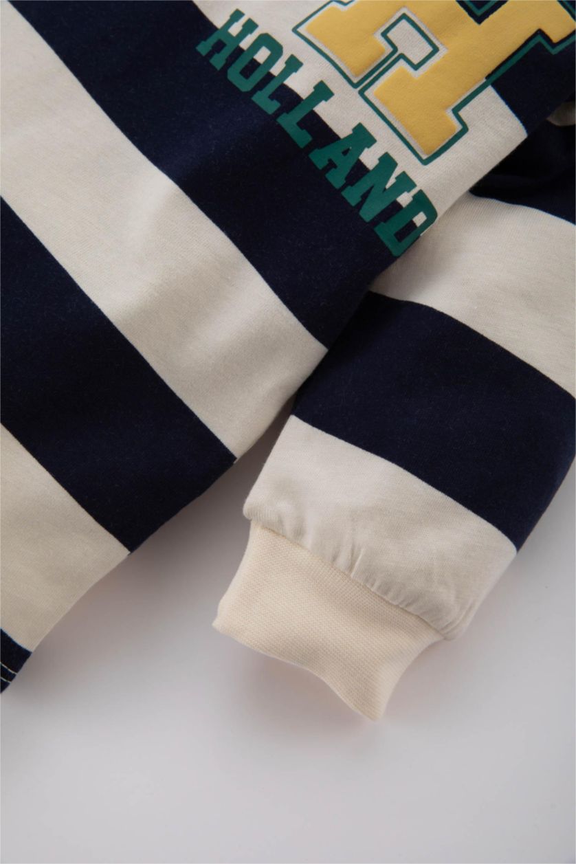 BÉBÉ GARÇON Marin Sweatshirt à Rayures à Col Polo Pour Bébé Garçon