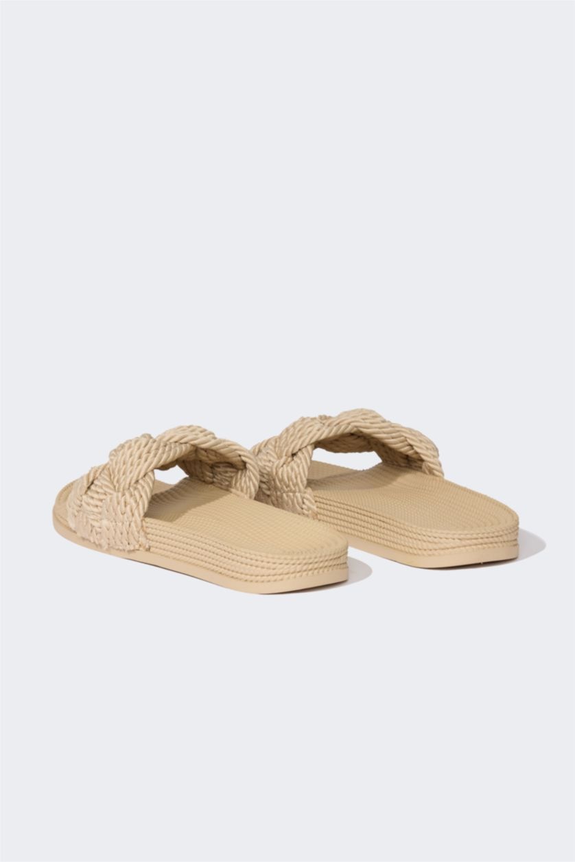 FEMME Beige Sandales à bande unique pour femme