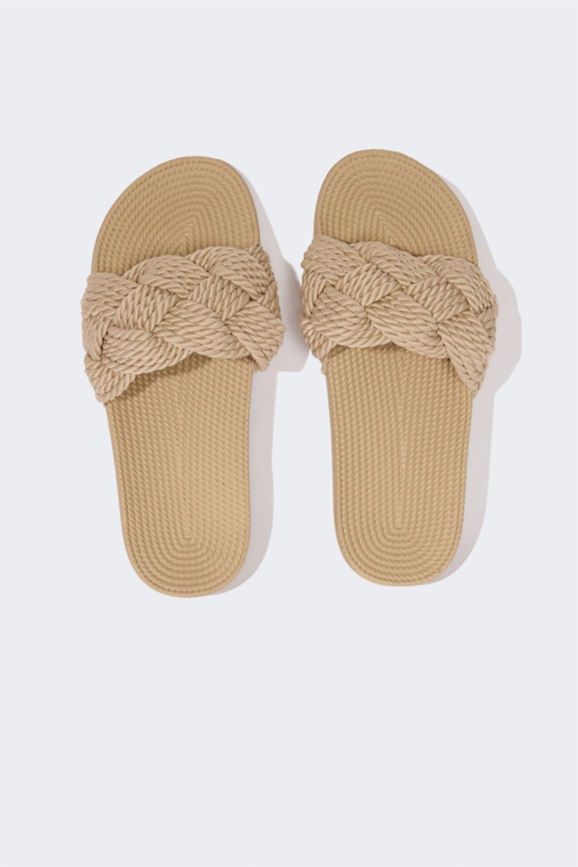 FEMME Beige Sandales à bande unique pour femme