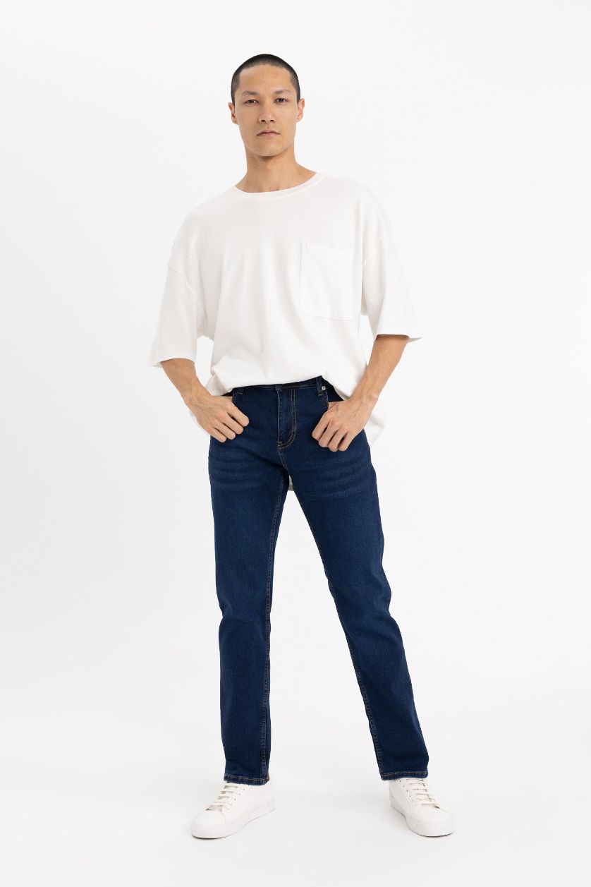 Man Dark Blue Sergio Regular Fit Normal Waist Straight Leg Jeans