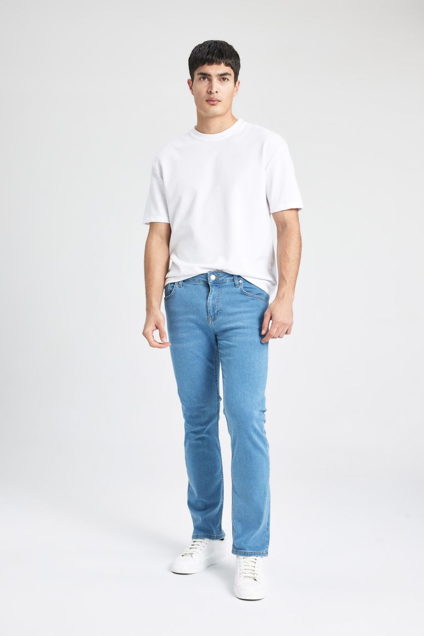 Erkek Açık Mavi Sergio Regular Fit Normal Bel Boru Paça Jean Pantolon