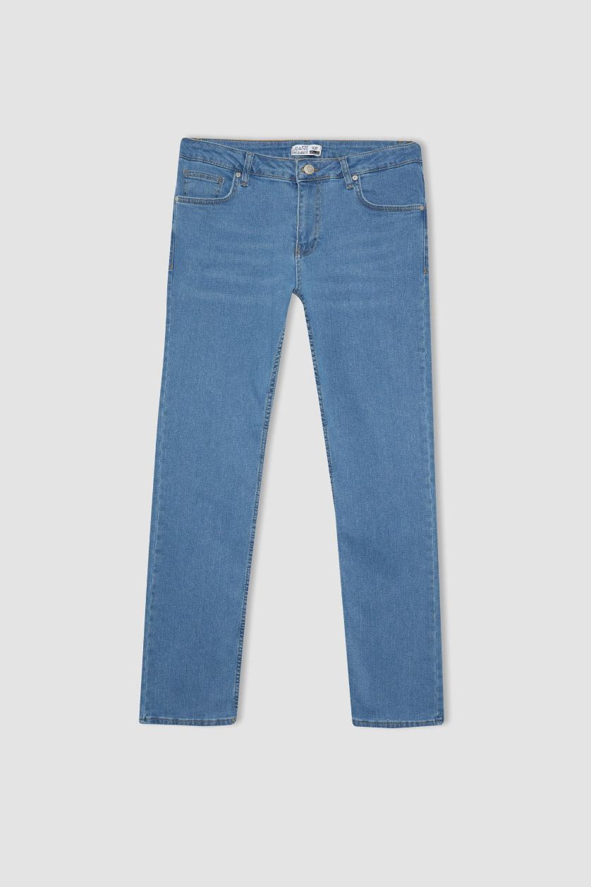 Erkek Açık Mavi Sergio Regular Fit Normal Bel Boru Paça Jean Pantolon