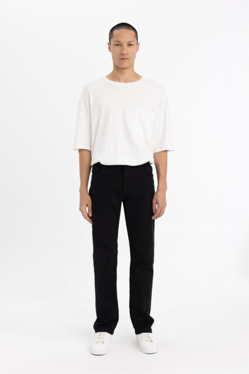 رجال أسود بنطرون جينز سيرجيو قصة عادية بخصر عادي