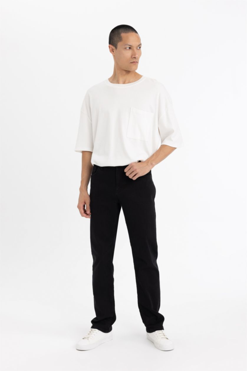 رجال أسود بنطرون جينز سيرجيو قصة عادية بخصر عادي