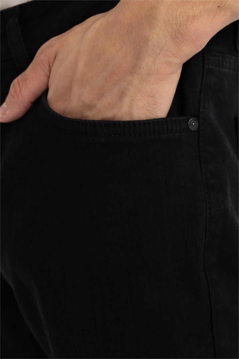 رجال أسود بنطرون جينز سيرجيو قصة عادية بخصر عادي