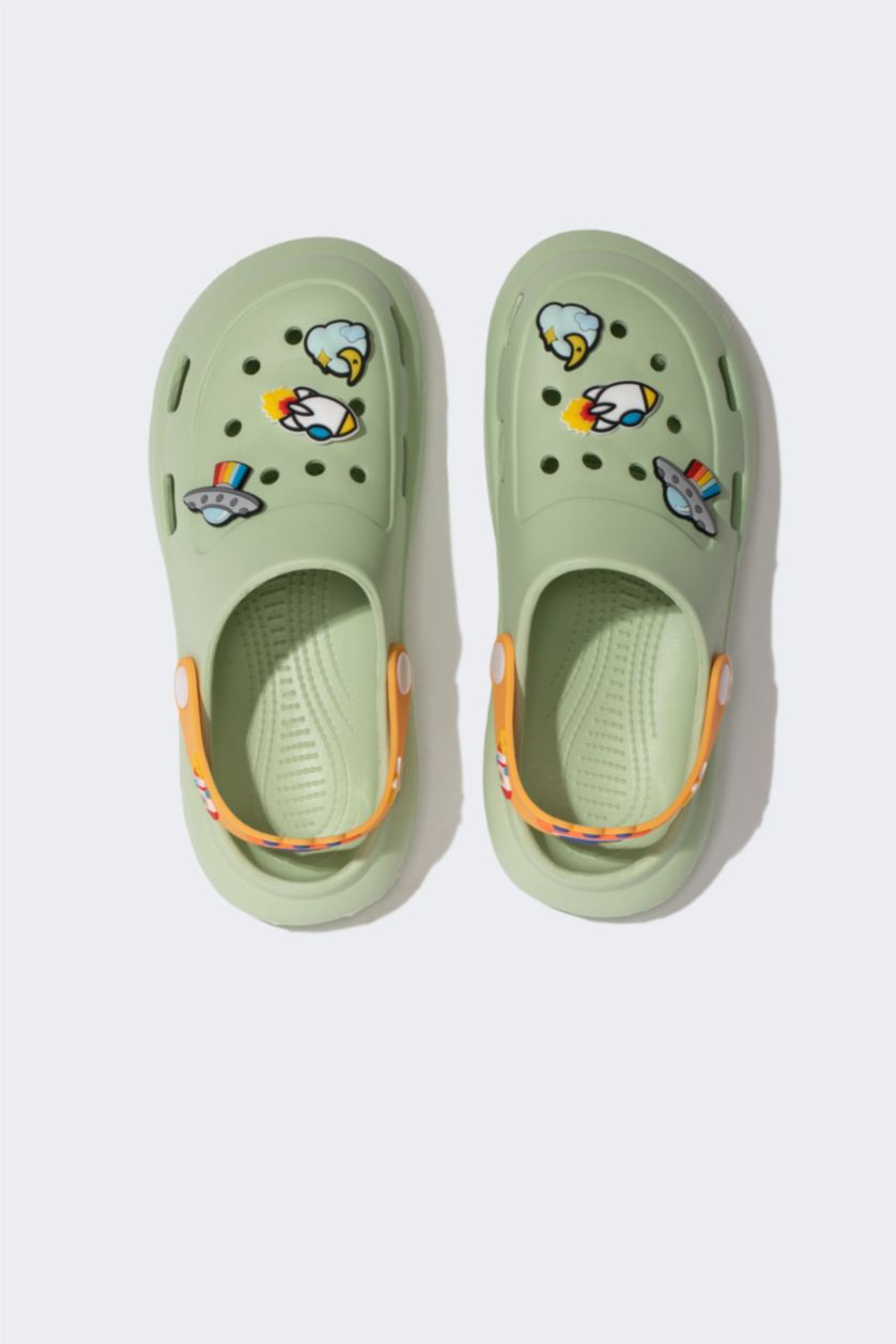 Boys & Teens Light Green Boy Single Strap High Sole Slippers