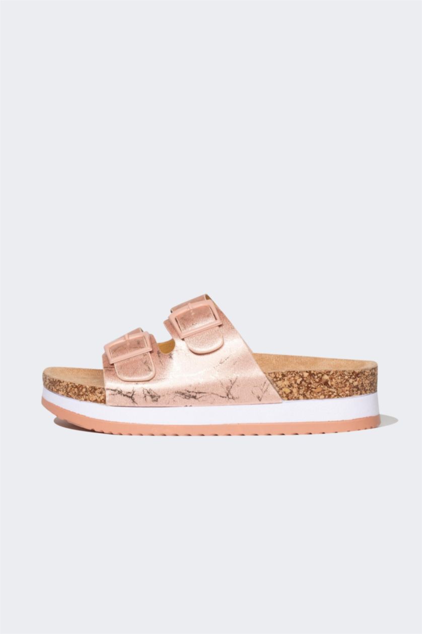 نساء زهري شبشب نسائي بكعب عالي بشريط مزدوج