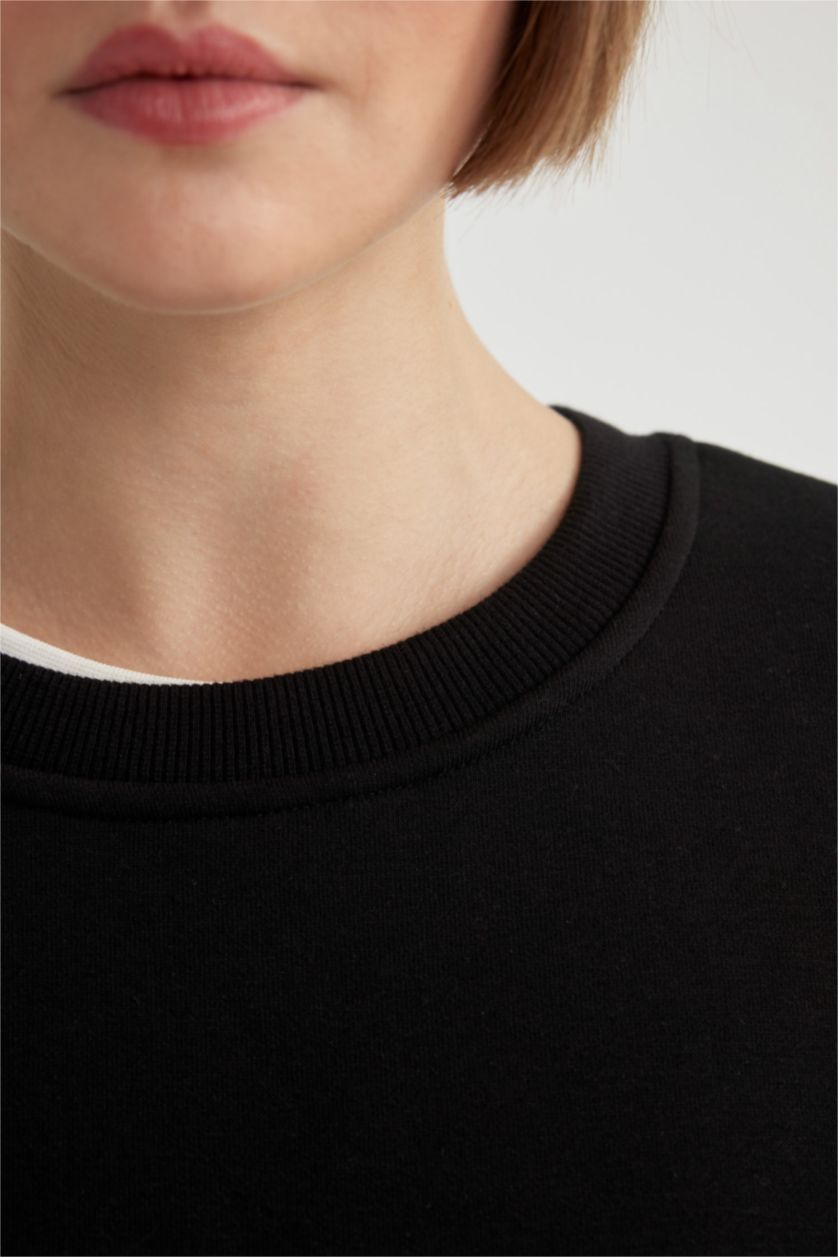 WOMAN Black Relax Fit Thick Sweatshirt Fabric Sweatshirt