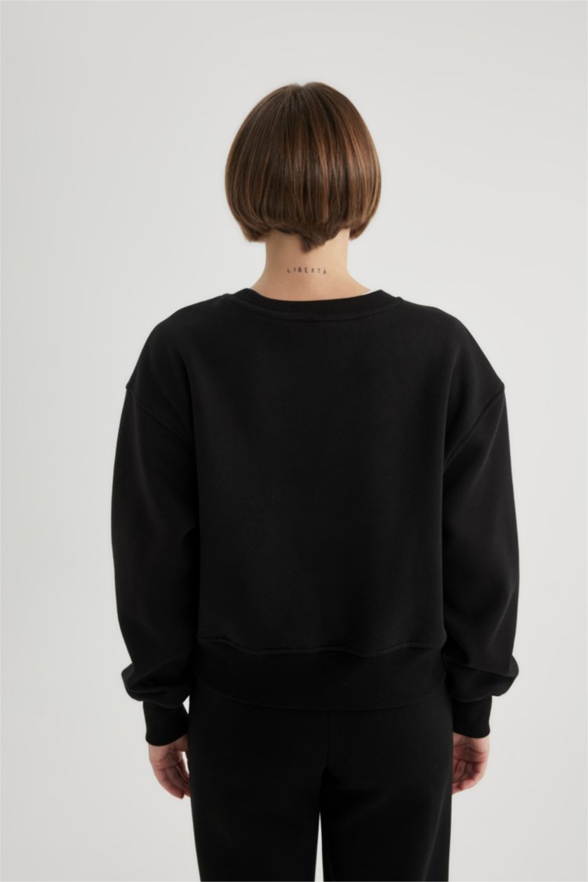 WOMAN Black Relax Fit Thick Sweatshirt Fabric Sweatshirt