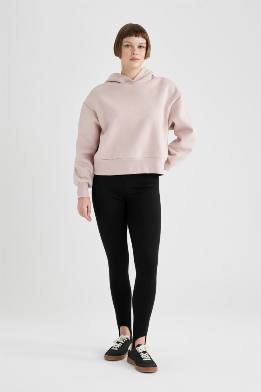 حريمي زهري غامق سويت شيرت اوفر سايز بيزك تقيل بكابيشون