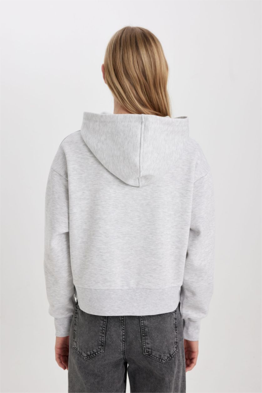 WOMAN Grey Melange Boxy Fit Thick Sweatshirt Fabric Sweatshirt
