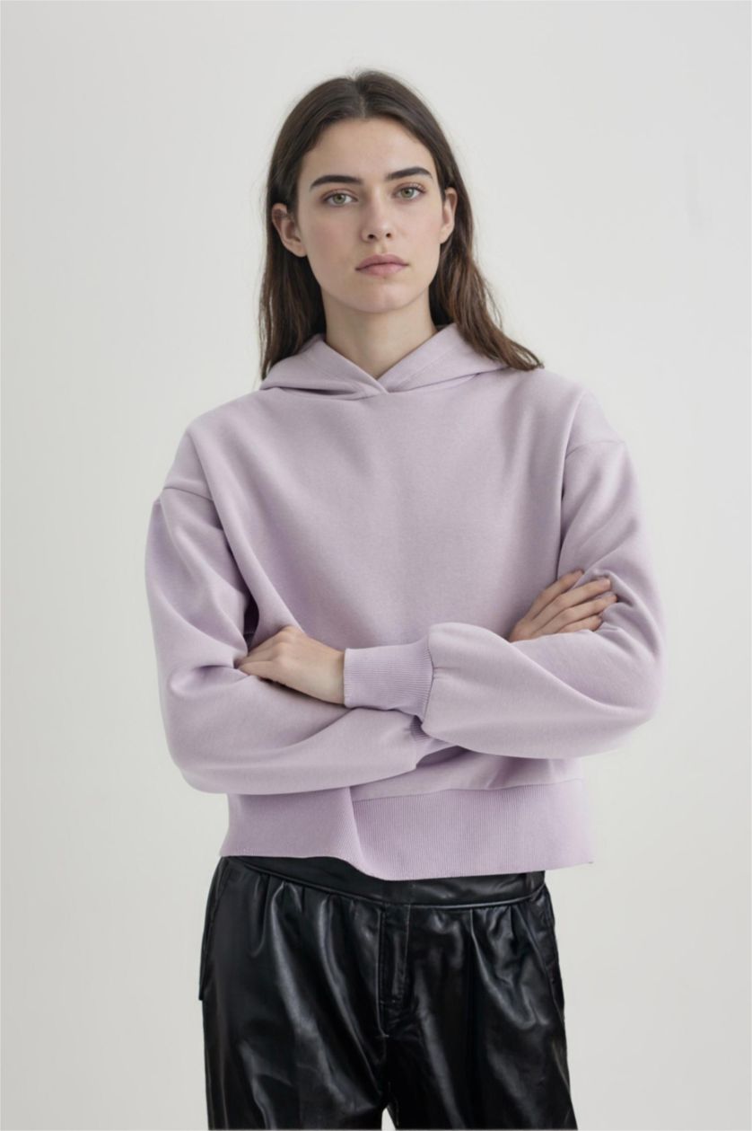 WOMAN Light Lilac Boxy Fit Thick Sweatshirt Fabric Sweatshirt