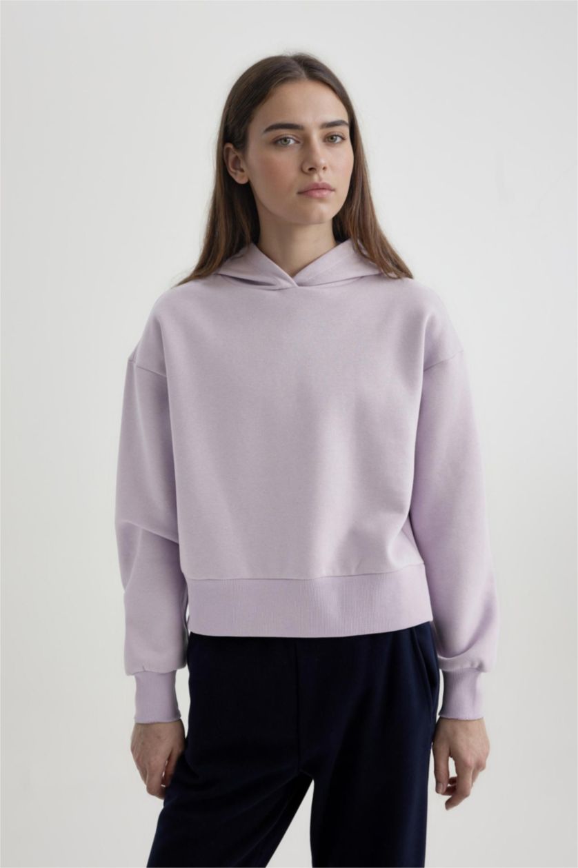 WOMAN Light Lilac Boxy Fit Thick Sweatshirt Fabric Sweatshirt