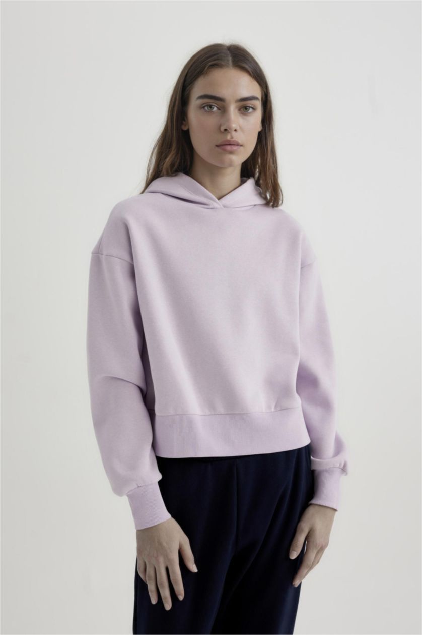 WOMAN Light Lilac Boxy Fit Thick Sweatshirt Fabric Sweatshirt