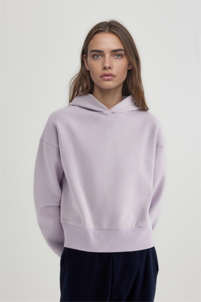 WOMAN Light Lilac Boxy Fit Thick Sweatshirt Fabric Sweatshirt