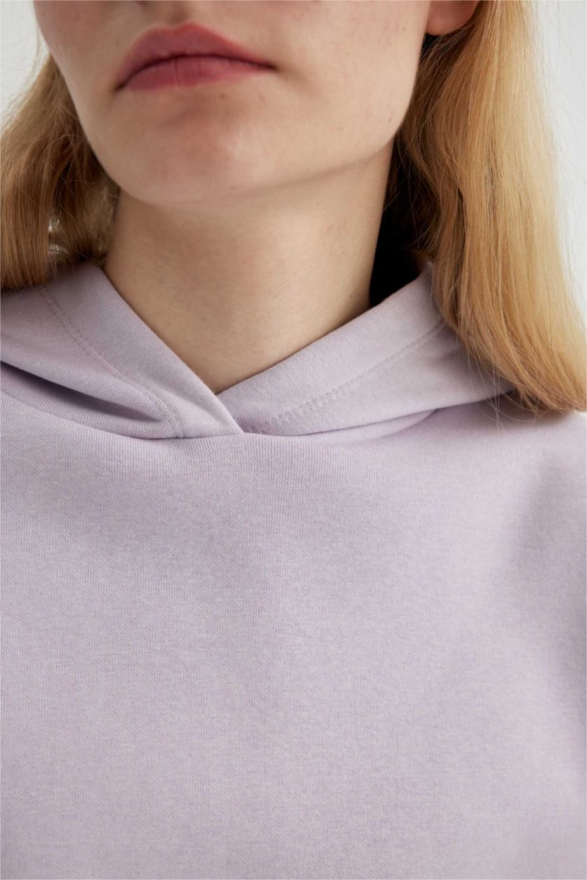 WOMAN Light Lilac Boxy Fit Thick Sweatshirt Fabric Sweatshirt
