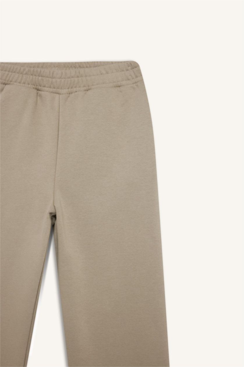 Kadın Açık Haki Straight Fit Basic Düz Cepli Yüksek Bel Eşofman Altı