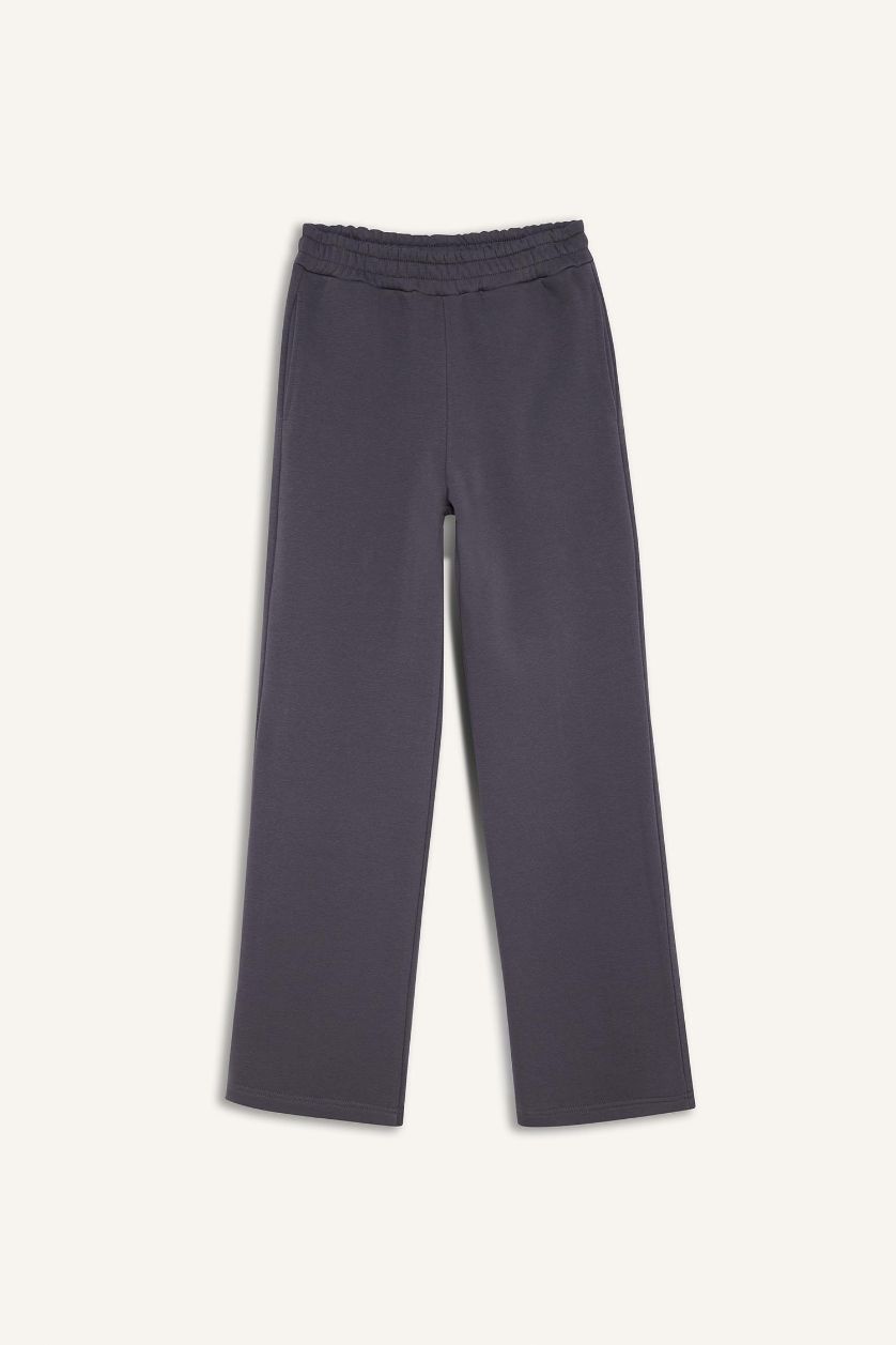 Kadın Antrasit Straight Fit Basic Yüksek Bel Kalın Eşofman Altı