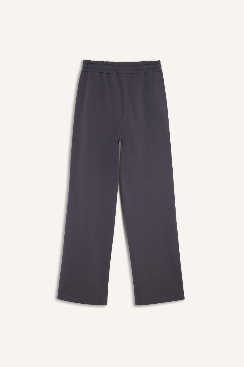 Kadın Antrasit Straight Fit Basic Yüksek Bel Kalın Eşofman Altı