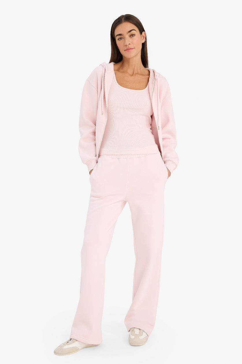 WOMAN Light Pink Straight Fit Basic High Waist Sweatpants
