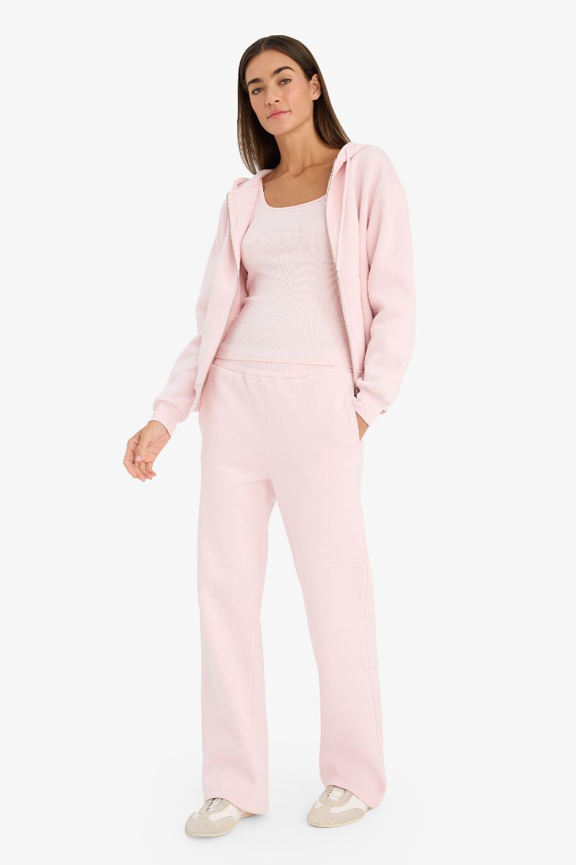 WOMAN Light Pink Straight Fit Basic High Waist Sweatpants