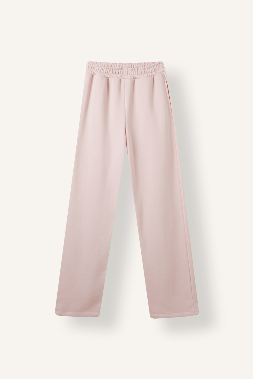 Women Light Pink Straight Fit Thick Sweatshirt Fabric Trousers