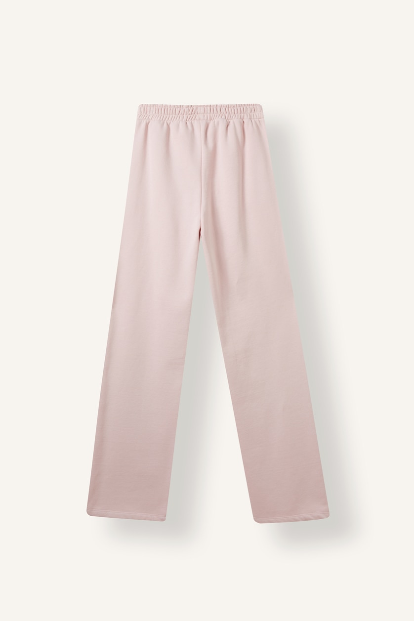 Women Light Pink Straight Fit Thick Sweatshirt Fabric Trousers