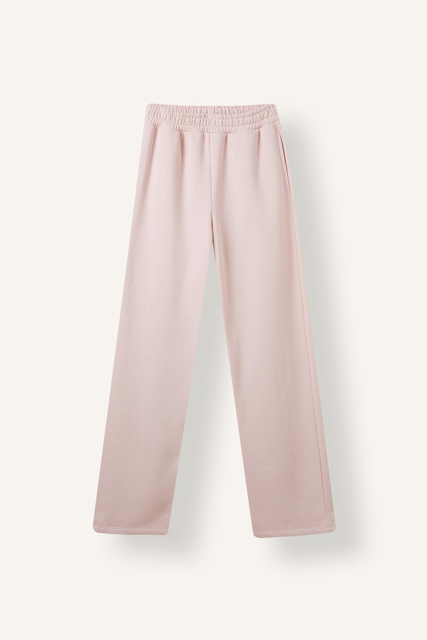 Woman Light Pink Straight Fit Thick Sweatshirt Fabric Trousers