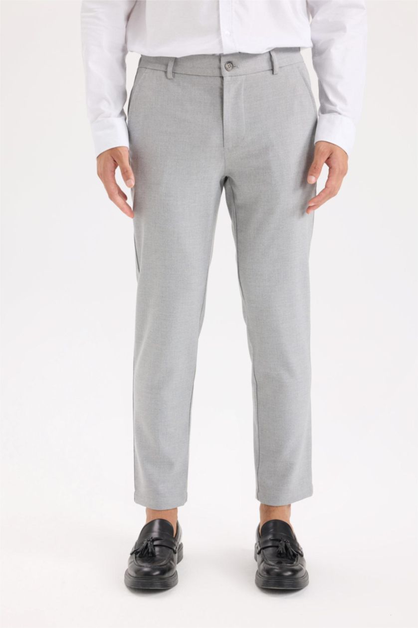 MAN Grey Melange Pocketed Straight Leg Jogger Pants