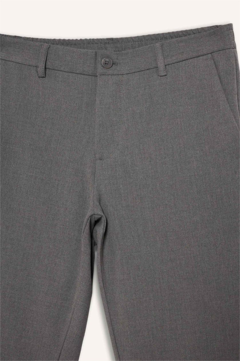 Man Grey Melange Tailored Fit Straight Leg Trousers