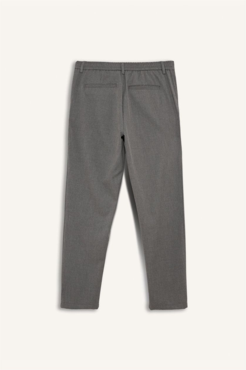 Man Grey Melange Tailored Fit Straight Leg Trousers