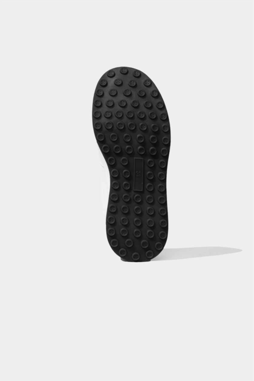 GARÇONS Blanc Baskets en Similicuir à Semelle Épaisse pour Garçon