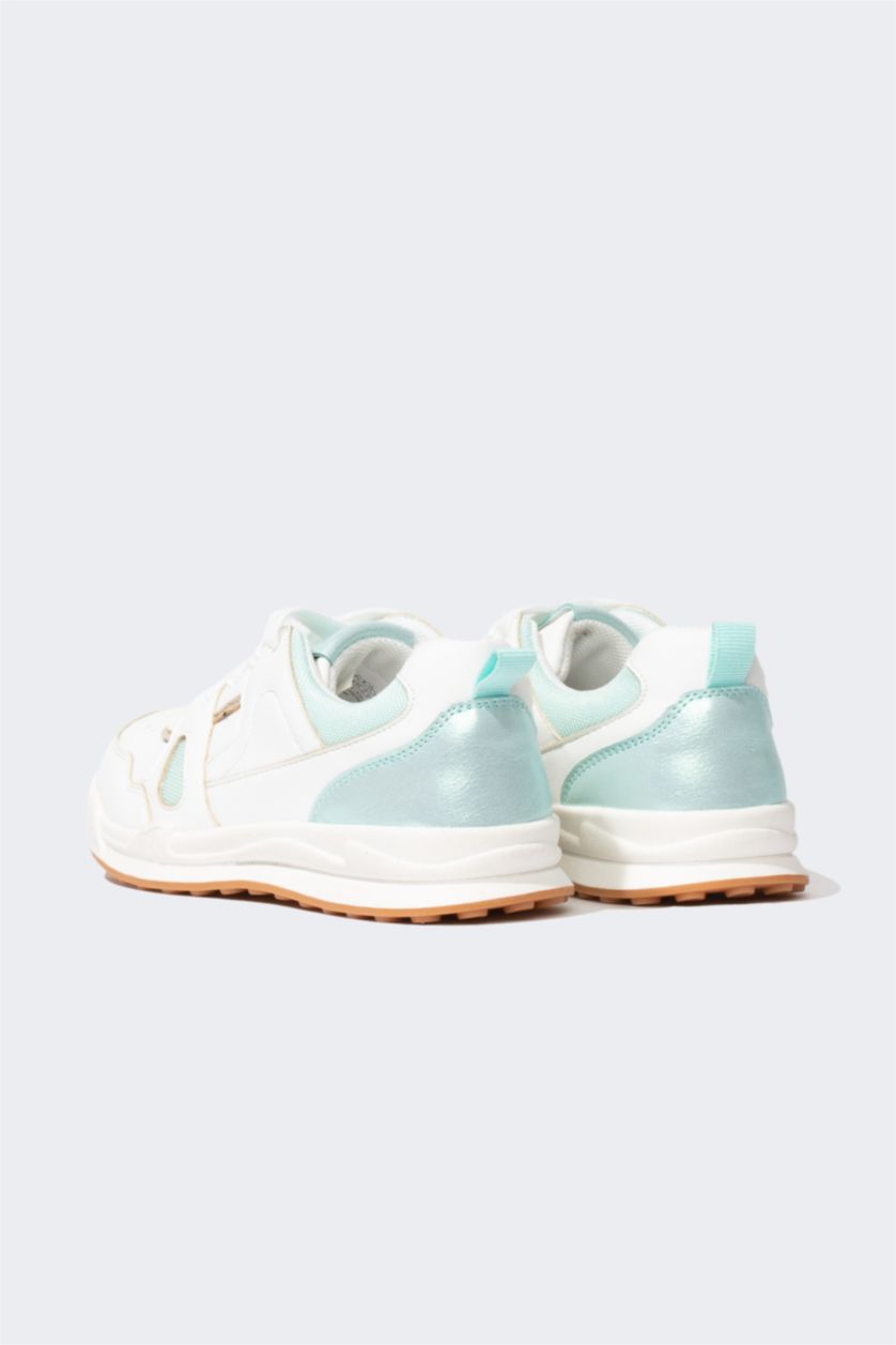 FILLES Blanc Baskets en Simili-Cuir à Semelle Plate pour Fille