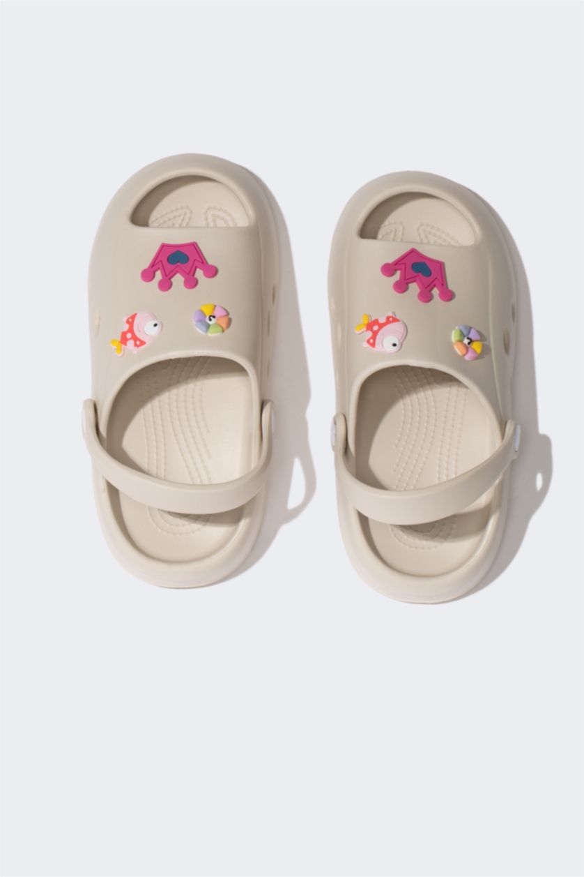 Kız Çocuk - Genç Kız Bej Tek Bantlı Yüksek Taban Eva Terlik Kız Çocuk