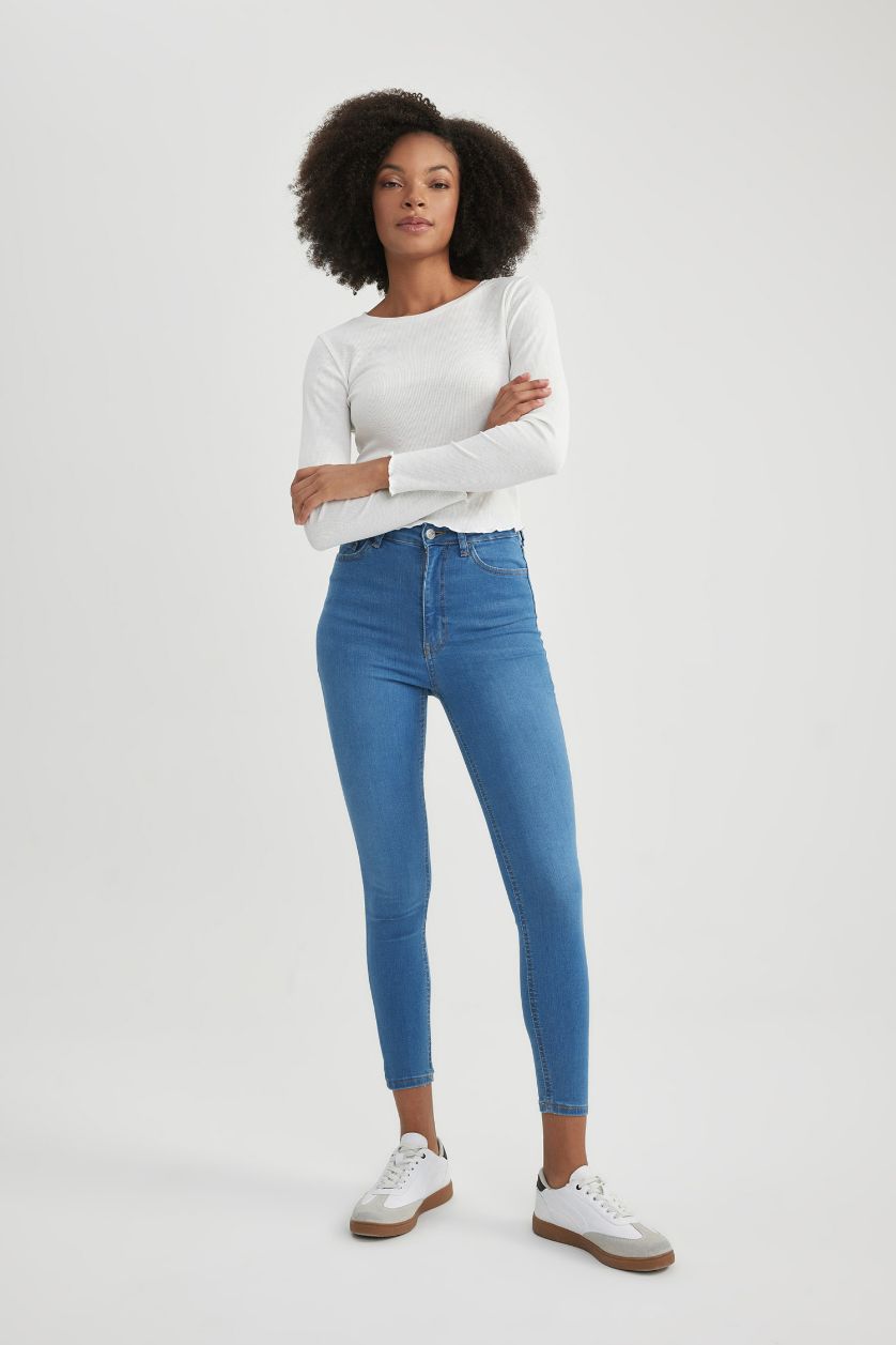 نساء أزرق فاتح بنطلون سوبر سكيني فيت برجل ضيق