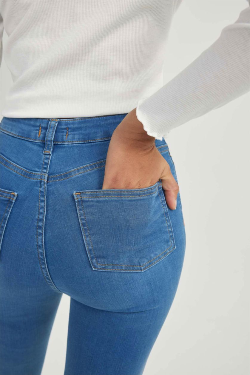 نساء أزرق فاتح بنطلون سوبر سكيني فيت برجل ضيق