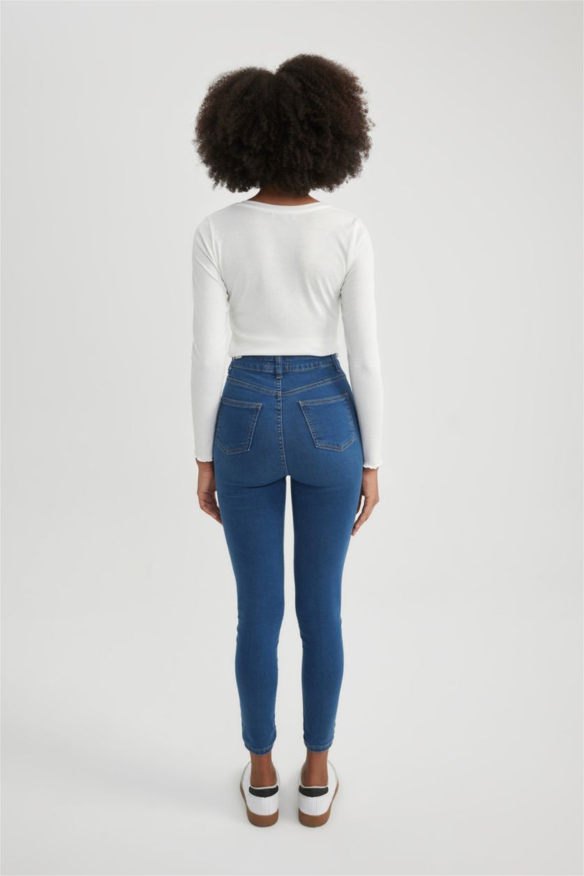 نساء أزرق بنطلون سوبر سكيني فيت برجل ضيق