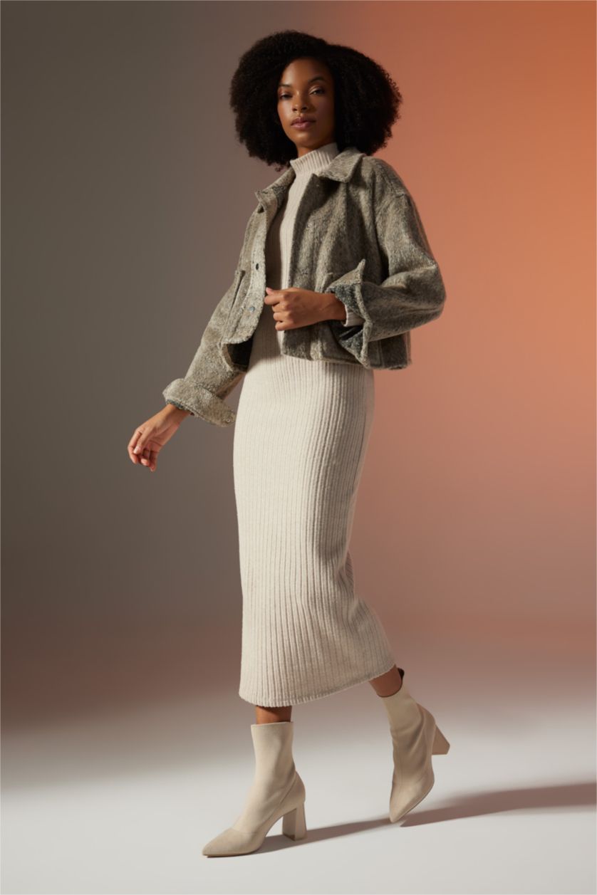 WOMAN Beige Oversize Fit Flannel Long Sleeve Shirt