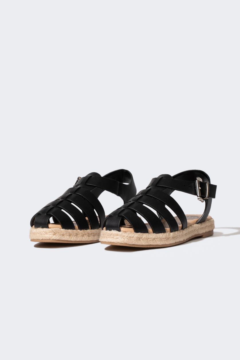 Әйелдерге қара Әйелдерге полиуретан жалпақ табан эспадрилья