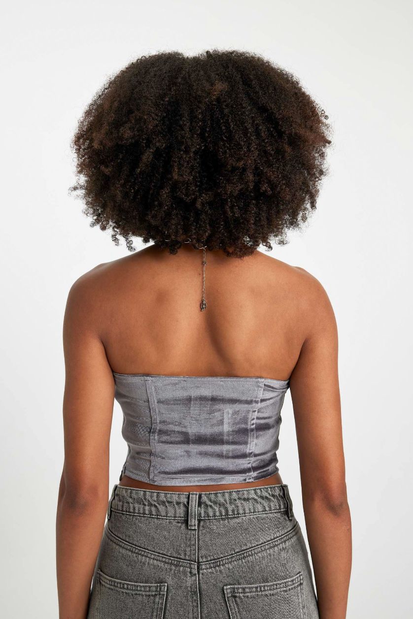 WOMAN Anthracite Heart Collar Sleeveless Blouse